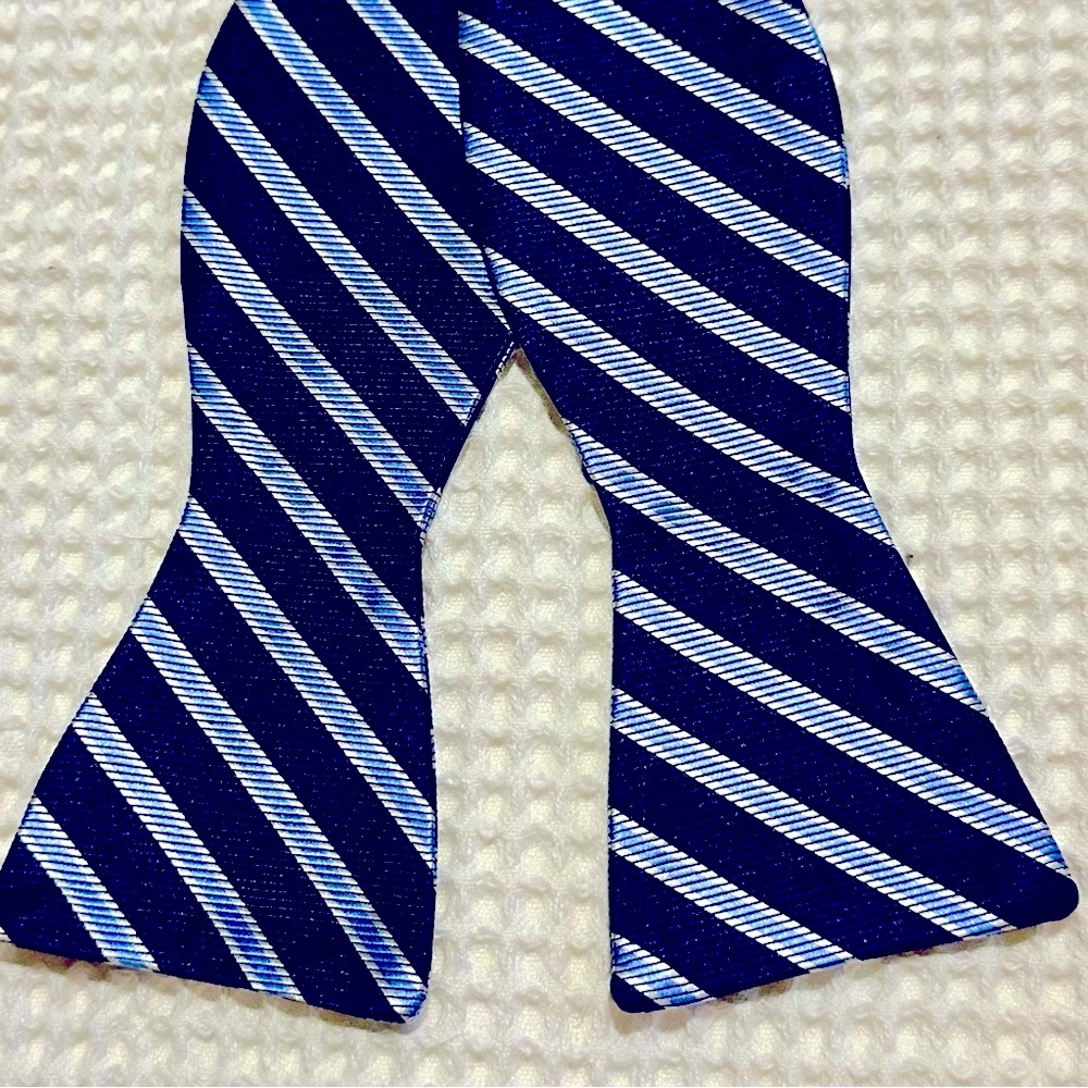 Collared Greens Navy/Light Blue Adjustable 100% Woven Silk Bow Tie